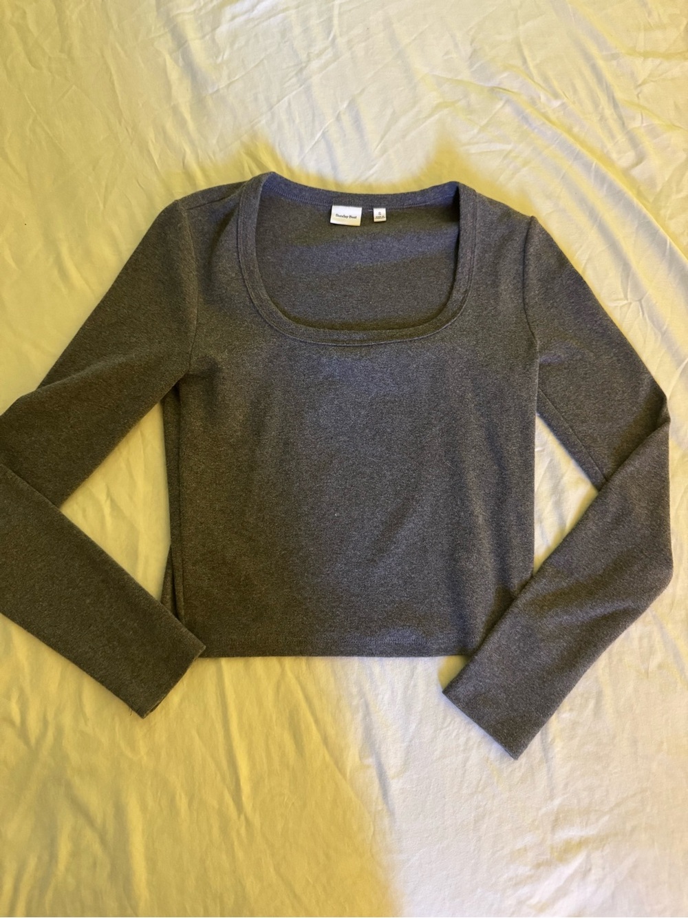 Aritzia Long Sleeve Square Neck Tee - Charcoal Gray